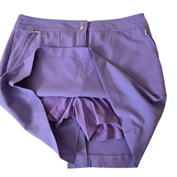 IZOD Womens Zip Fly Zippered Pockets A-line Athletic Golf Skort Purple Small - Picture 3 of 8